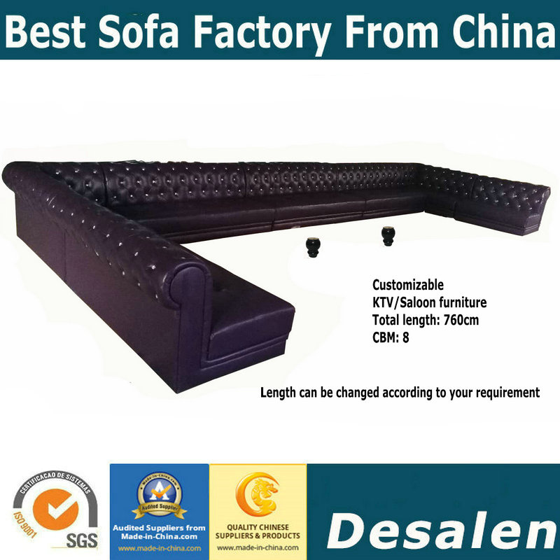 Big U Leather Sofa Furniture for Salon Furniture with Button Design (W7024)