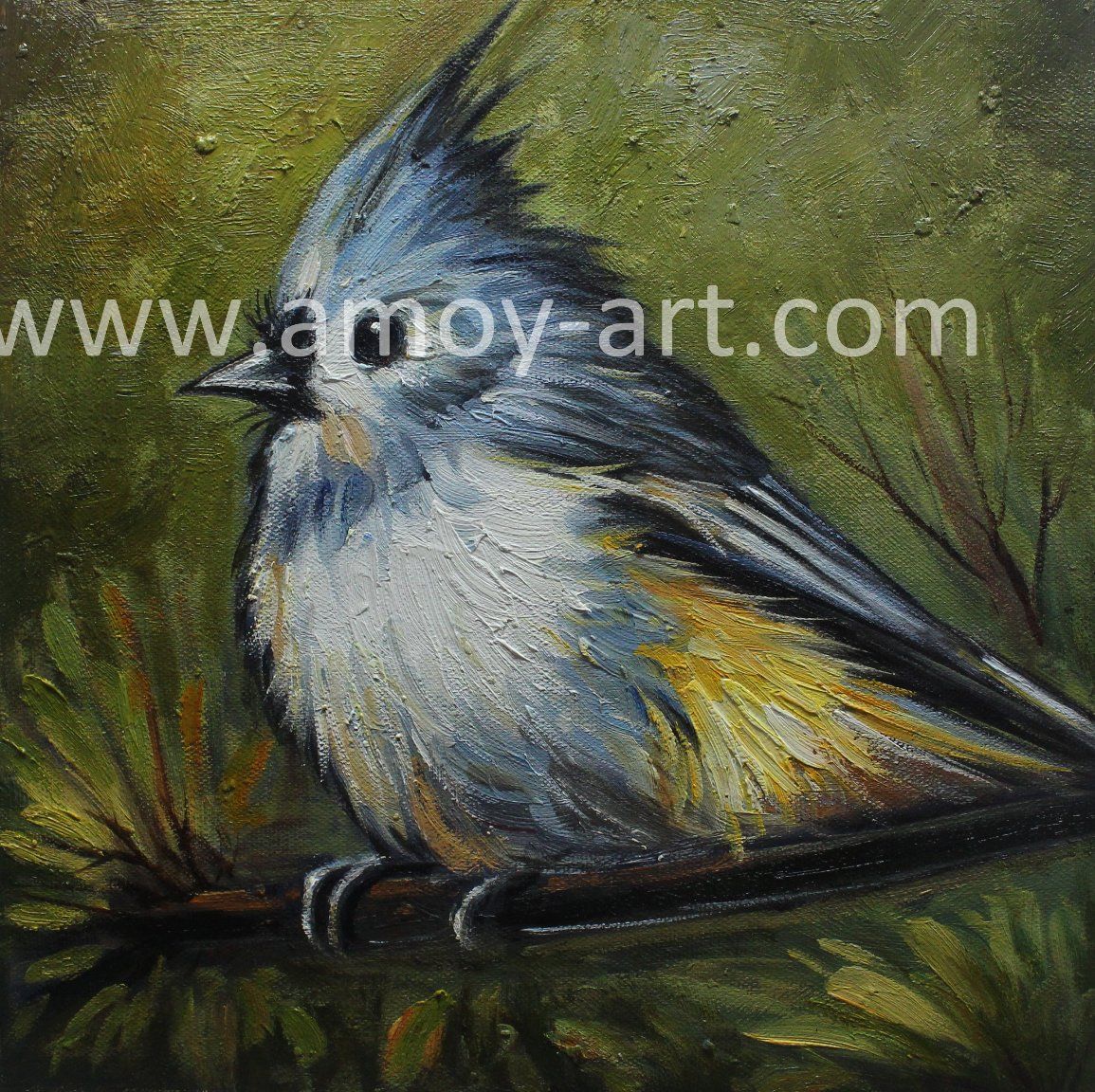 Handmade Bird Oil Paintings on Canvas for Home Decor
