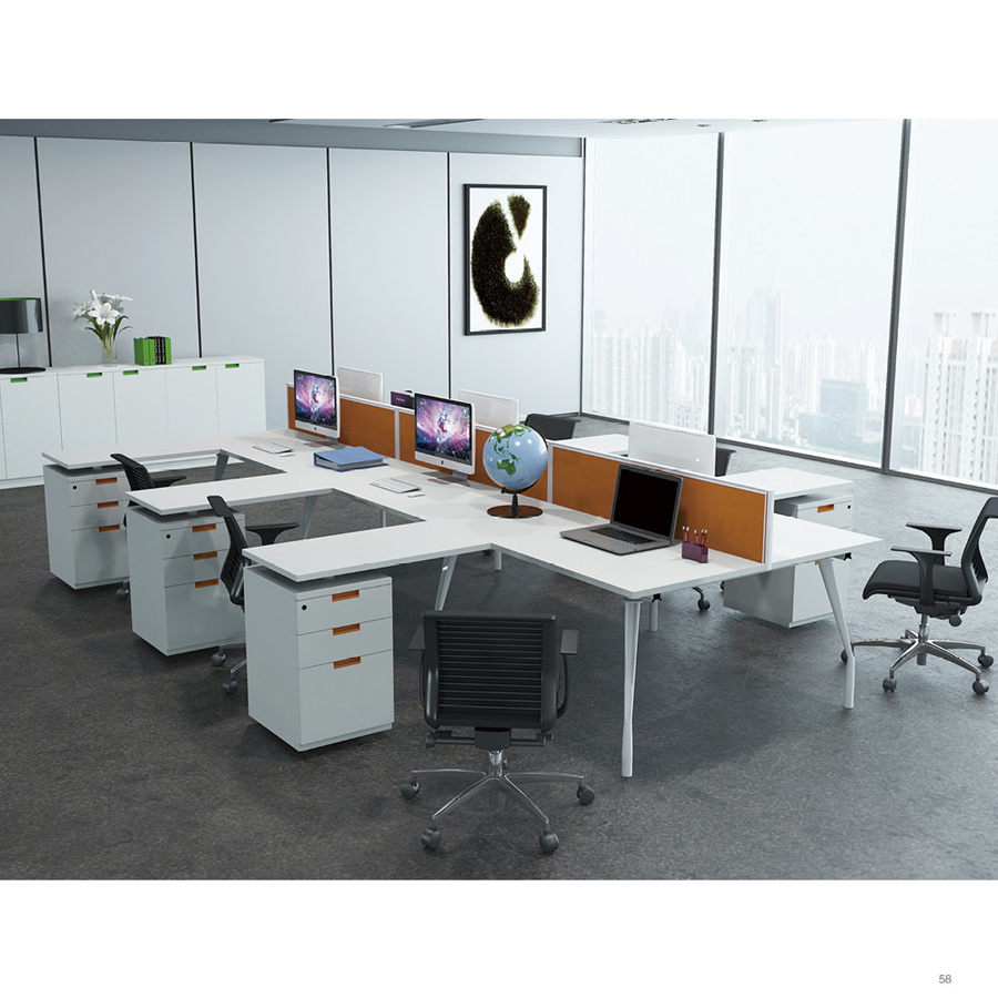 Modular Workbench for 6 Seater Unit with Fixed 3 Drawer Cabinet