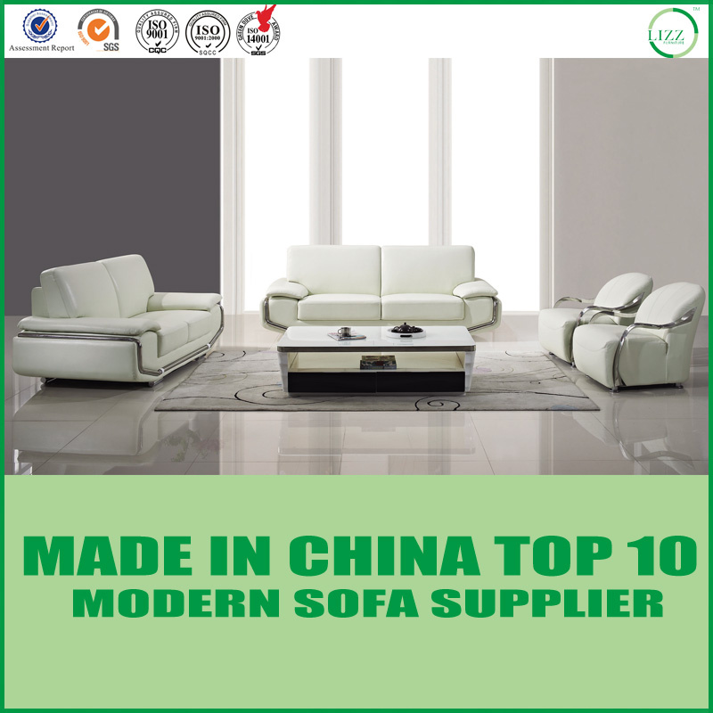 Italian Modern White Color Living Room Leather Sofa