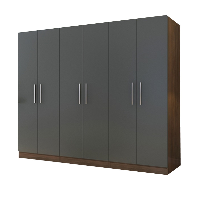 Modern Black 6 Doors Wardrobe