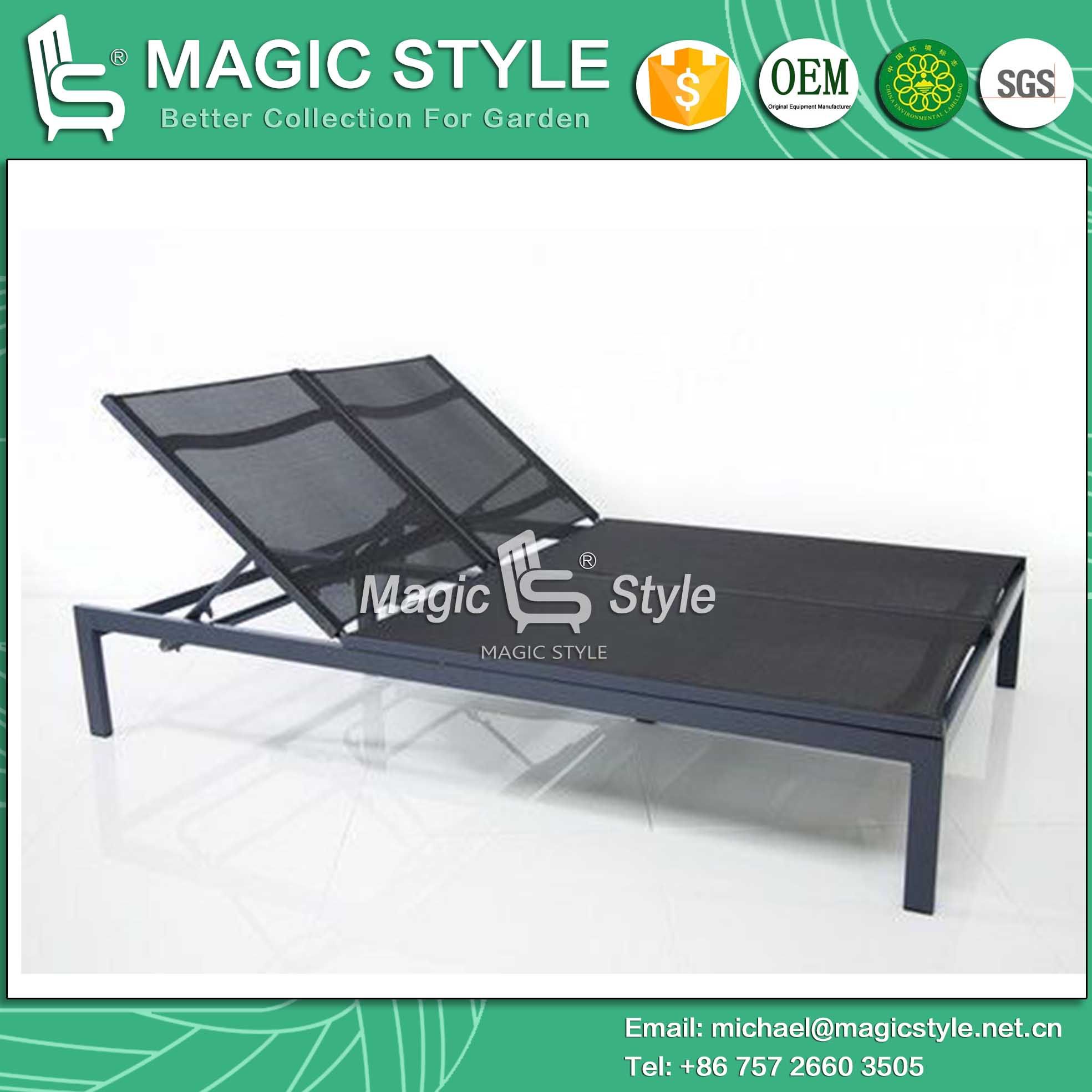 Textile Sunlounger Double Sunlounger Sling Sunbed Outdoor Furniture Deck Lounge Beach Bed