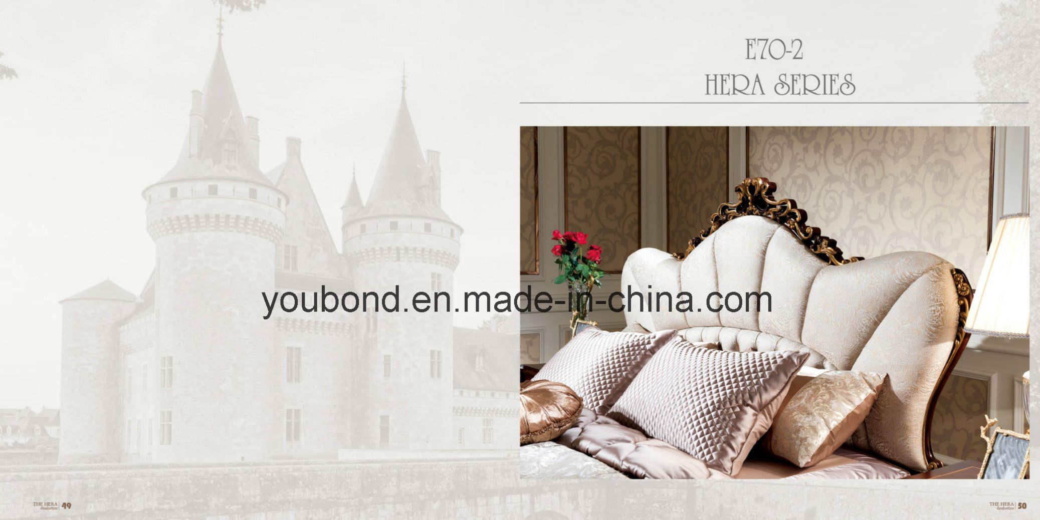 0070-2 Solid Wood Covered Luxury Veneer with Matt Painting Bed