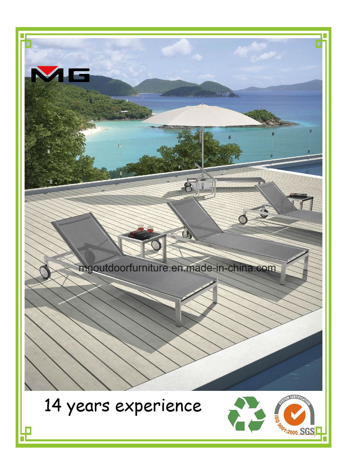 Hot Selling Outdoor Beach Furnitur Stainless Steel Sun Loungers Armless