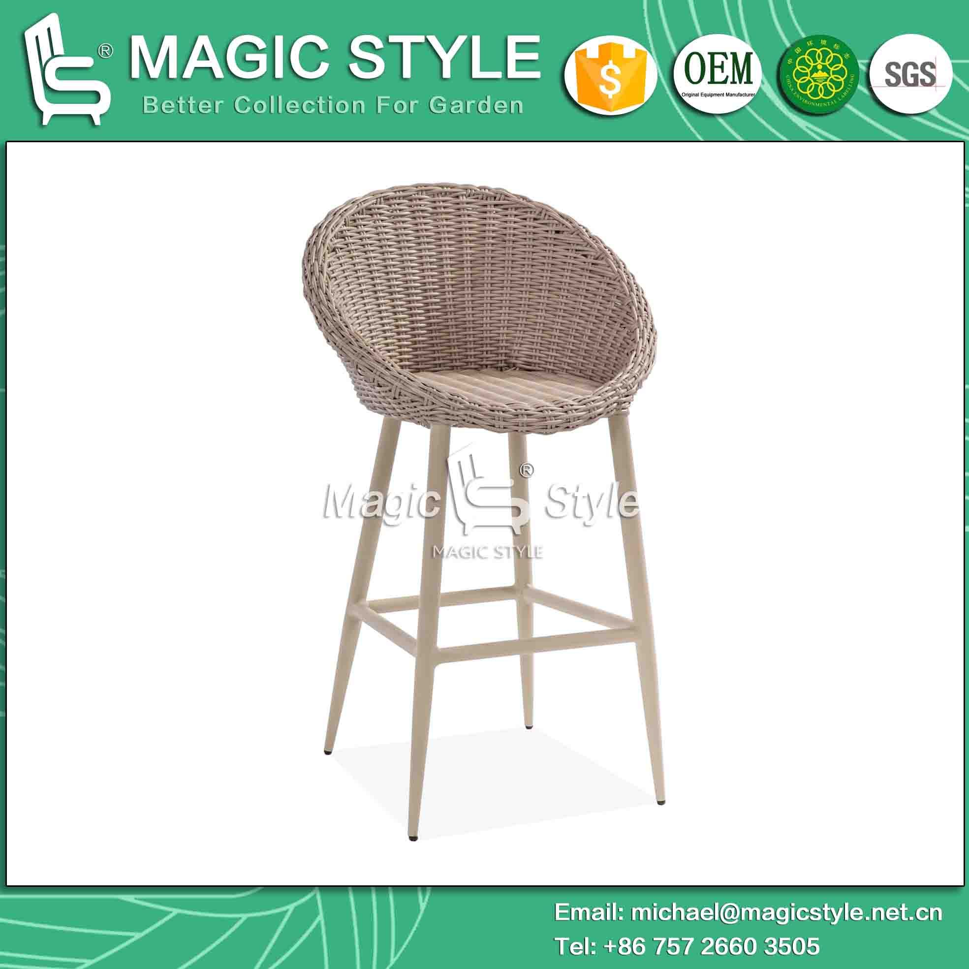 Modern Bar Stool with Wicker Weaving Outdoor Rattan Bar Stool (Magic Style)