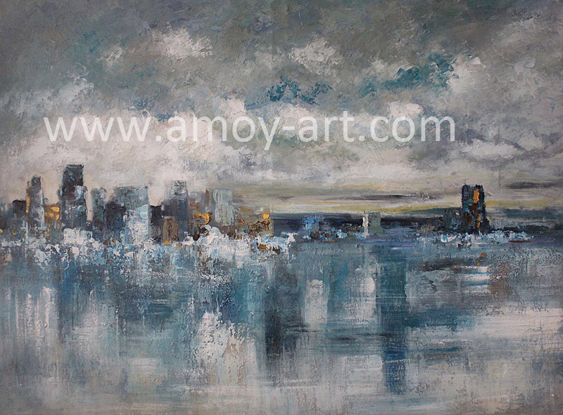 High Quality Handmade Impressive Cityscape Oil Painting for Wall Decor