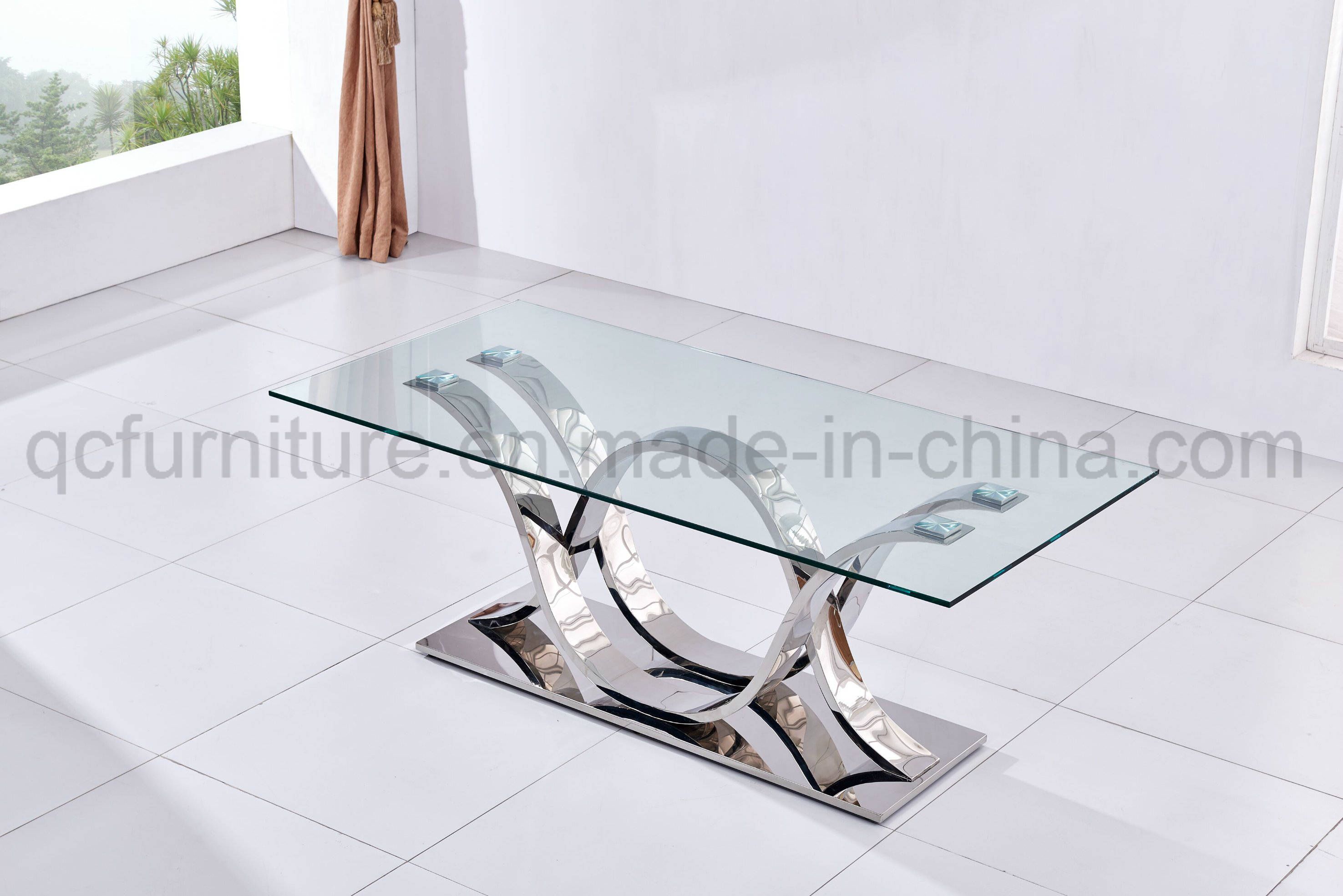 Mirror Silver Frame Glass Coffee Table