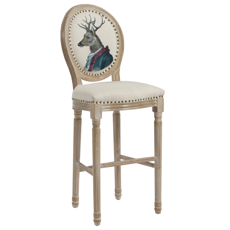 Antique French Style Solid Wooden Barstool W13601