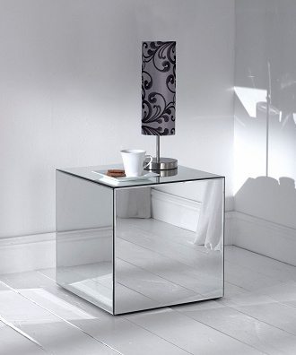 Mirror Veneer Furniture Glass Mirrored Side End Table