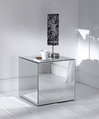 Mirror Veneer Furniture Glass Mirrored Side End Table