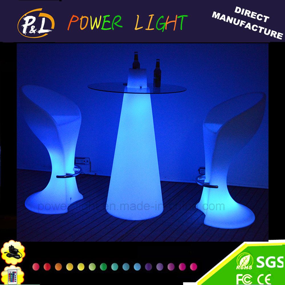Plastic RGB Colorful Bar Furniture LED Peak Poseur Table