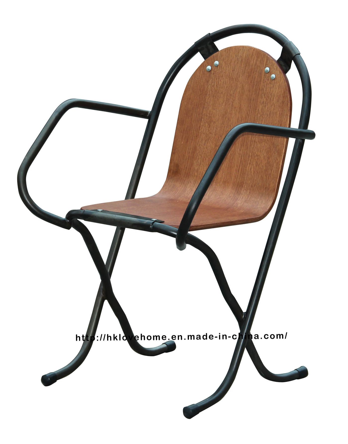 Industrial Metal Dining Restaurant Coffee Wooden Armchair Stak-a-by Chairs