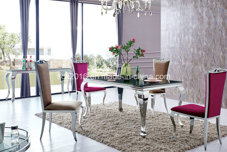 2016 Modern Stainless Steel Glass Dining Furniture (SJ813)