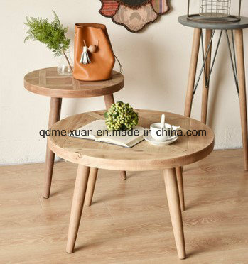 American Loft Woodiness Furniture Stitching Round Tea Table Sitting Room Three Feet Round Wooden Table Log Tonal and Pure and Fresh (M-X3649)