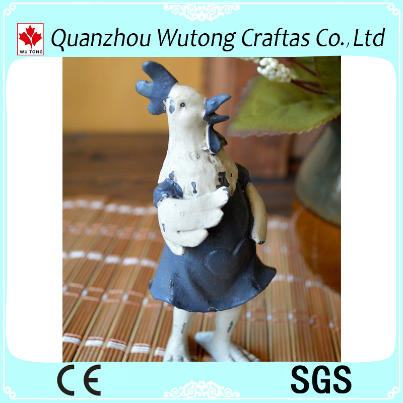 American Village Style Cartoon Resin Beggar Chicken Figurine