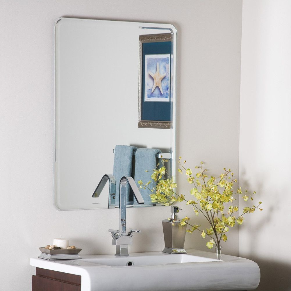 Frameless Shower Cabinet Round Radius Corner Beveling Wall Silver Mirror