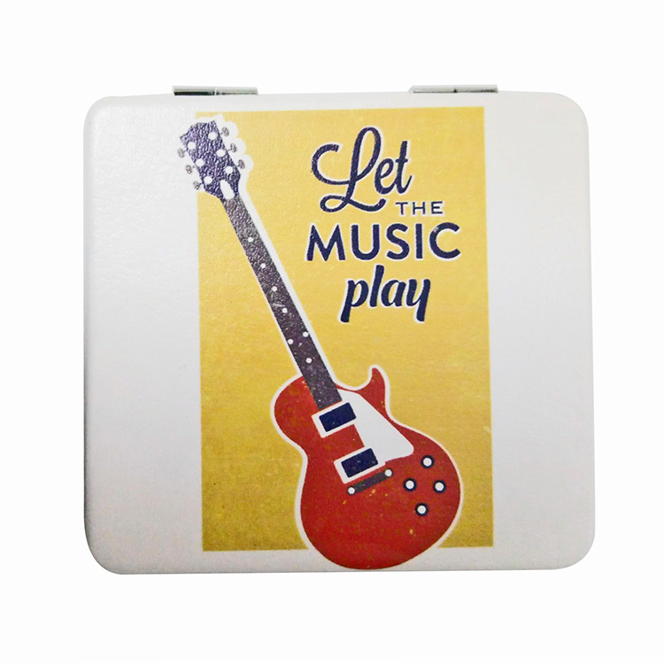 OEM Custom Wholesale Metal PU Pocket Mirror with Violin Picture