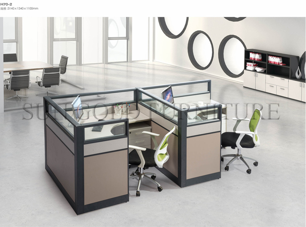 Wooden Office Furniture 4 Seats L Shape Partition Workstation (SZ-WST832)
