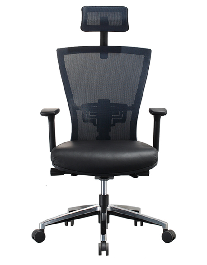 Black Multifunctional Ergonomic Leather Mesh Boss Executive Chair