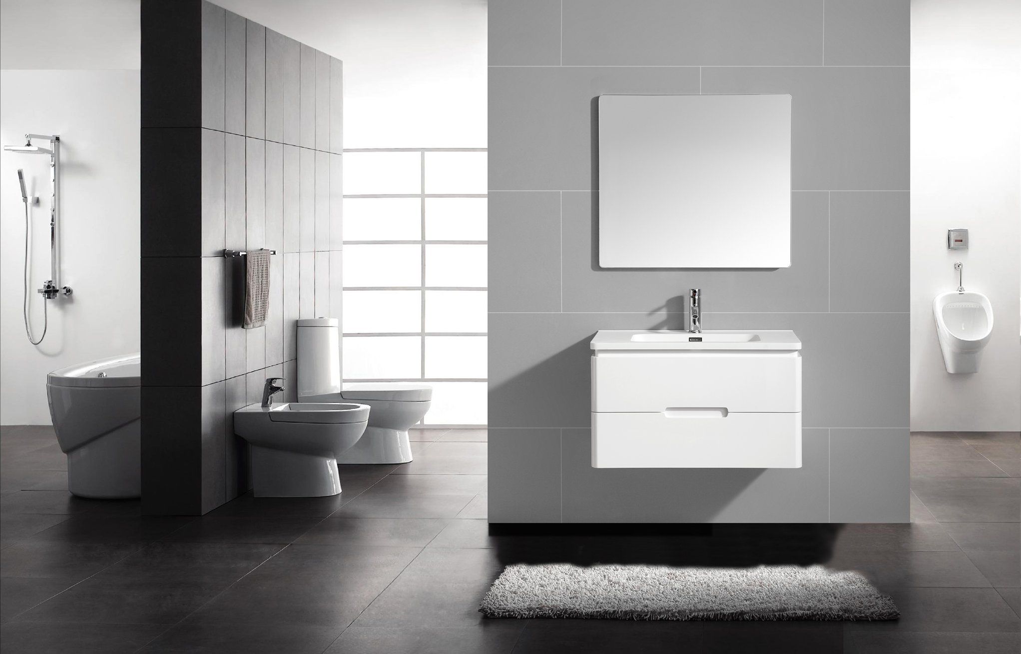 Wall Mounted PVC Cabinet with Resin Basin