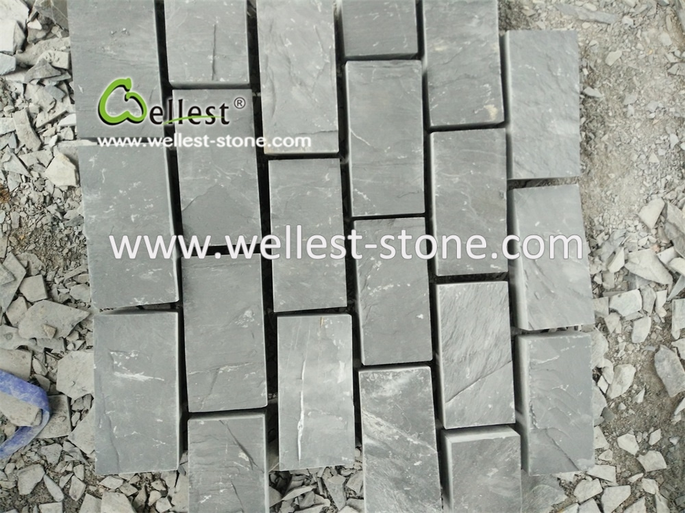 Dark Black Cobble Setts Paving Stones for Driveway Paving