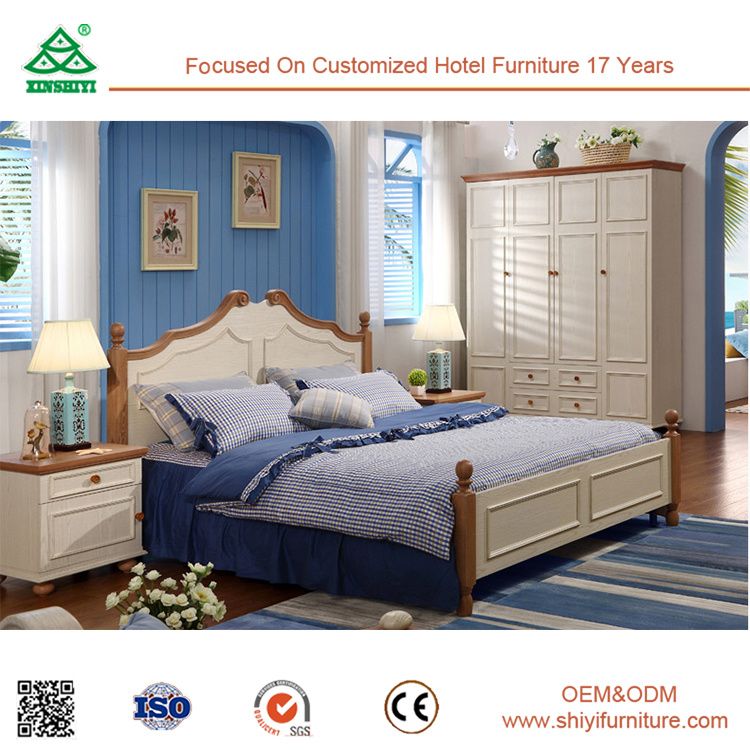Classic Vintage Style Solid Wood Double Bed Designs Pure Walnut Wood Bed Legs