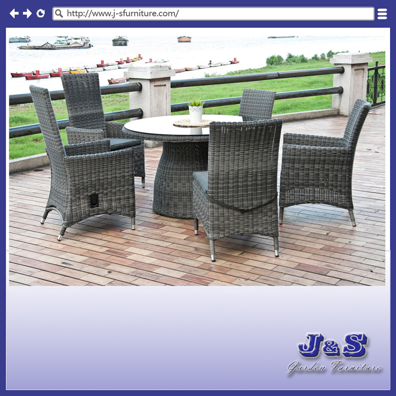Patio Outdoor Furniture Alum Wicker Chair Table Dining Set Round Rattan Chair (J237)