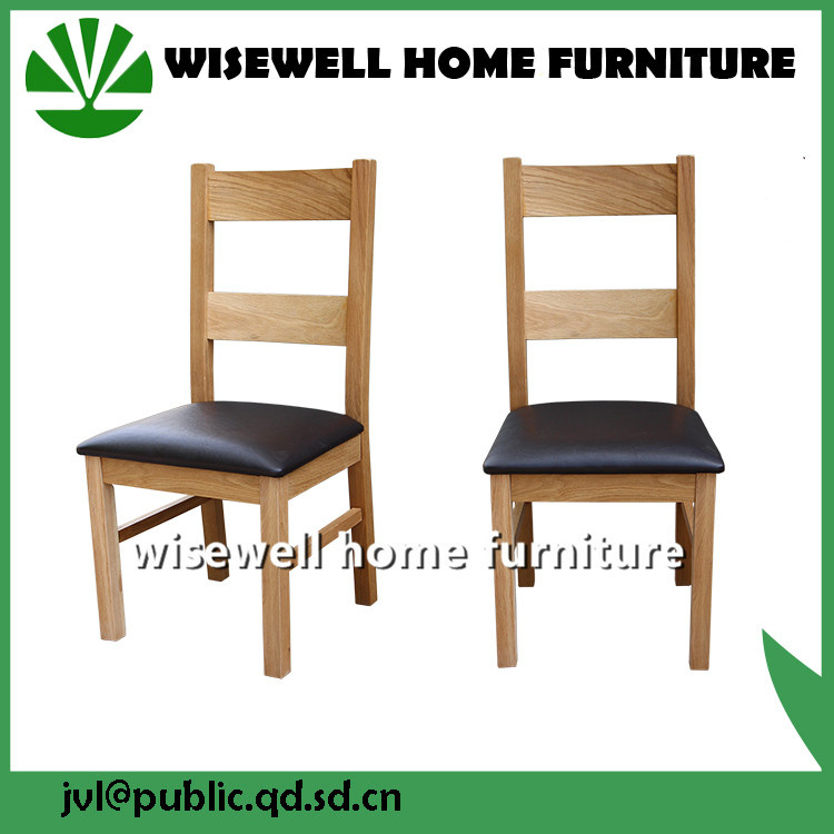 Solid Oak Ladder Back Leather Dining Chair