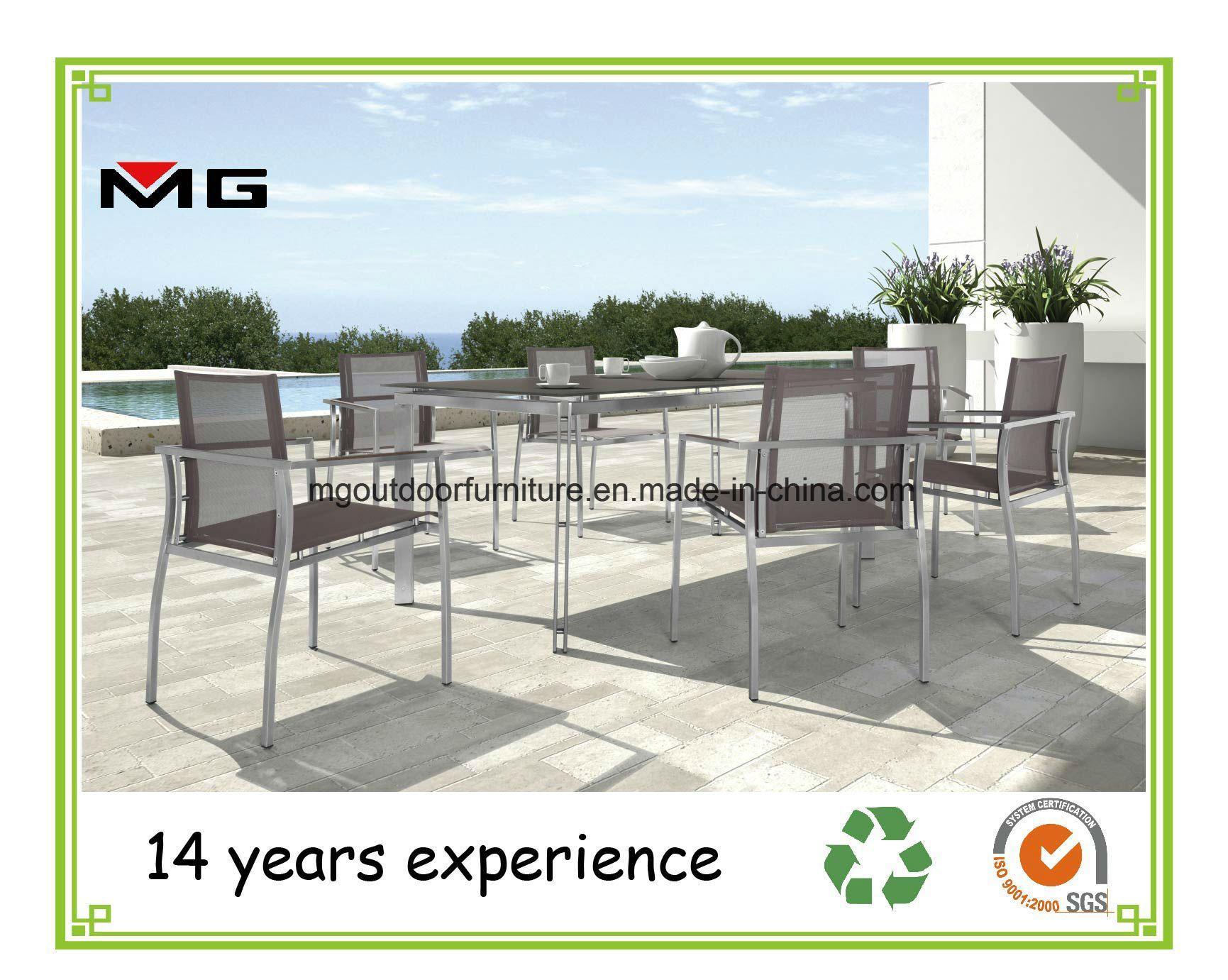 Very Nice Design Garden Dining Chairs with Stainless Steel Frames
