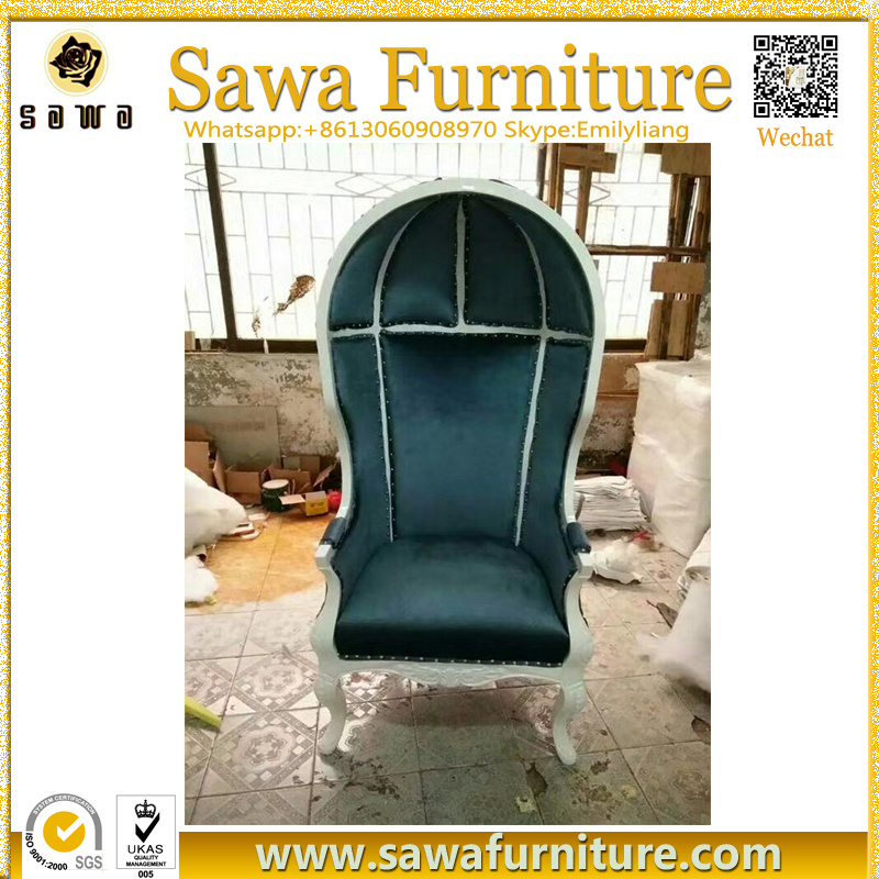 French Antique Wooden Canopy Crown Royal Chair