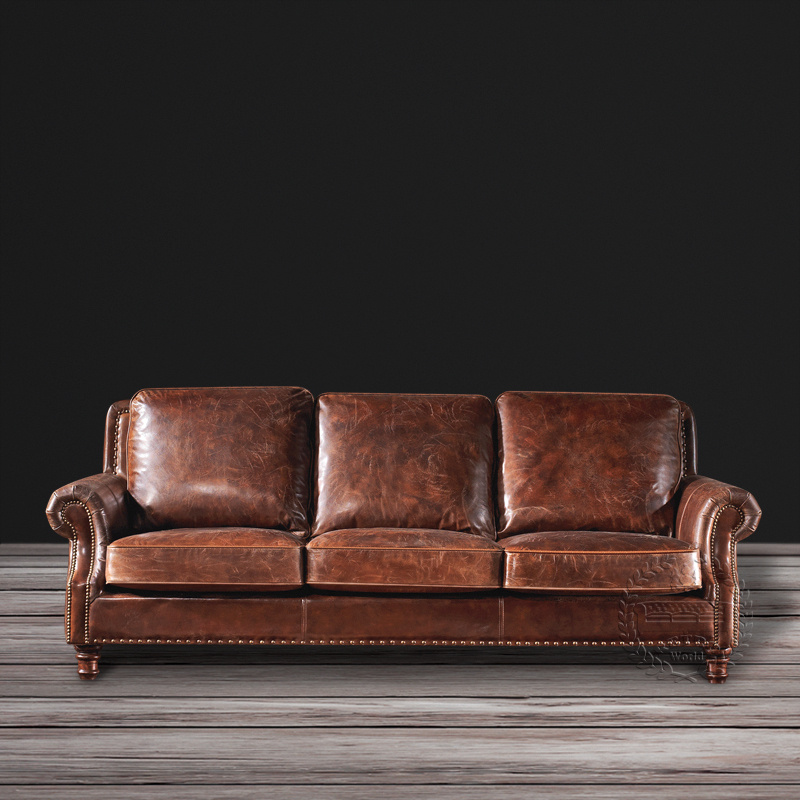 2016 Classic European Style Imported Genuine Leather Vintage Sofa Set
