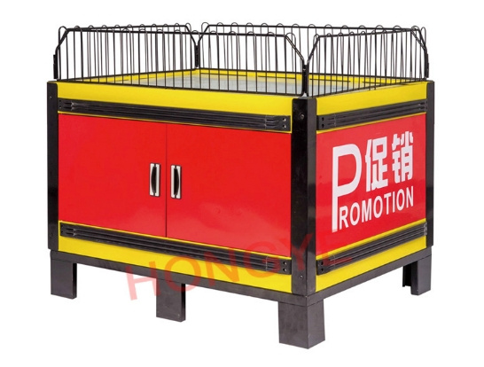 Wal-Mart Style Metal Promotion Table with Cabinet for Retailing (HY-PJT01)
