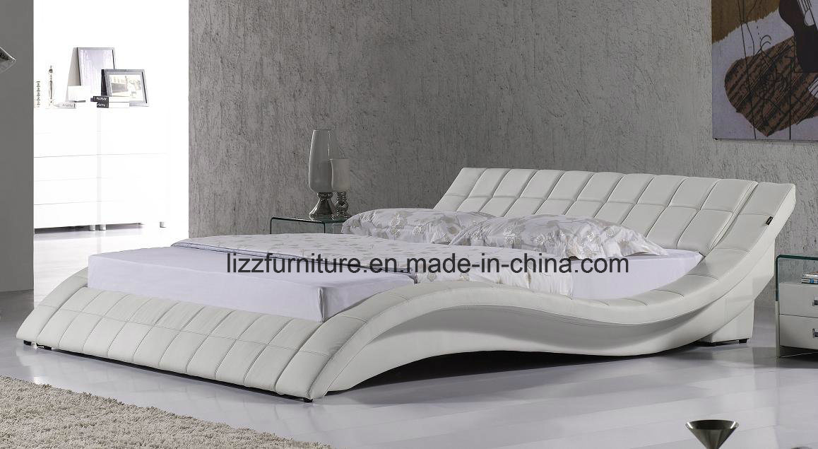 Modular Waved Shape King Size Leather Bed