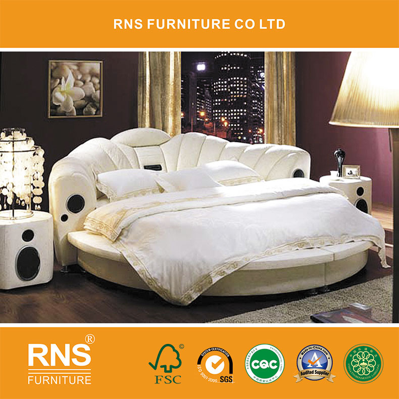 9#-1round Bed Round Bed High Quality Modern Bedroom Leather Round Bed