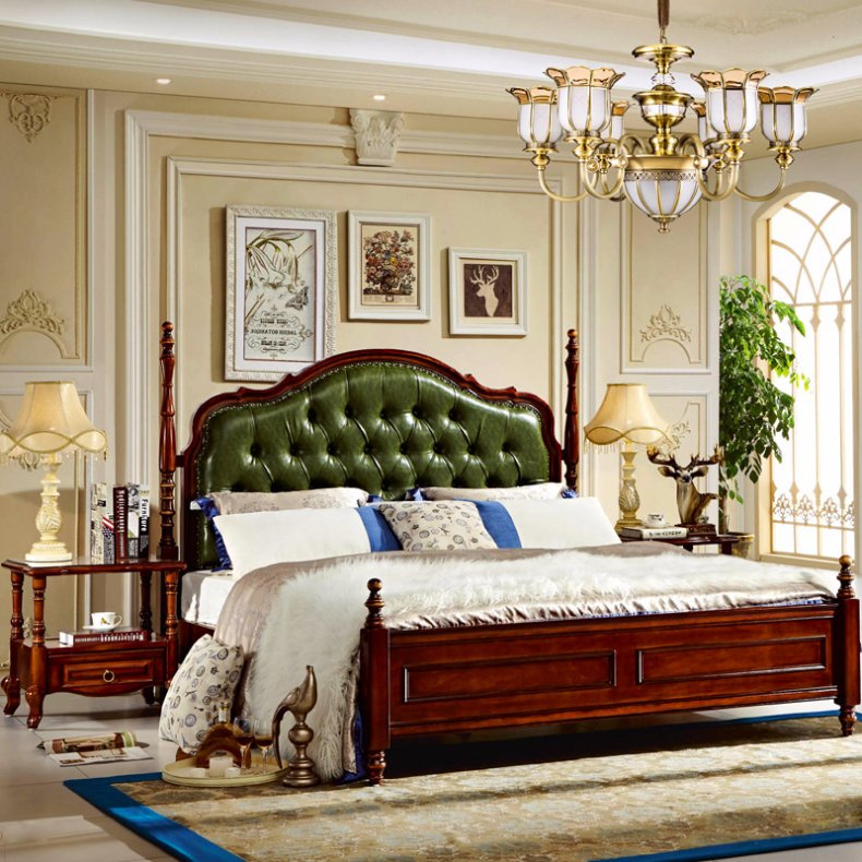 Bedroom Set with Wood Bed and Dresser