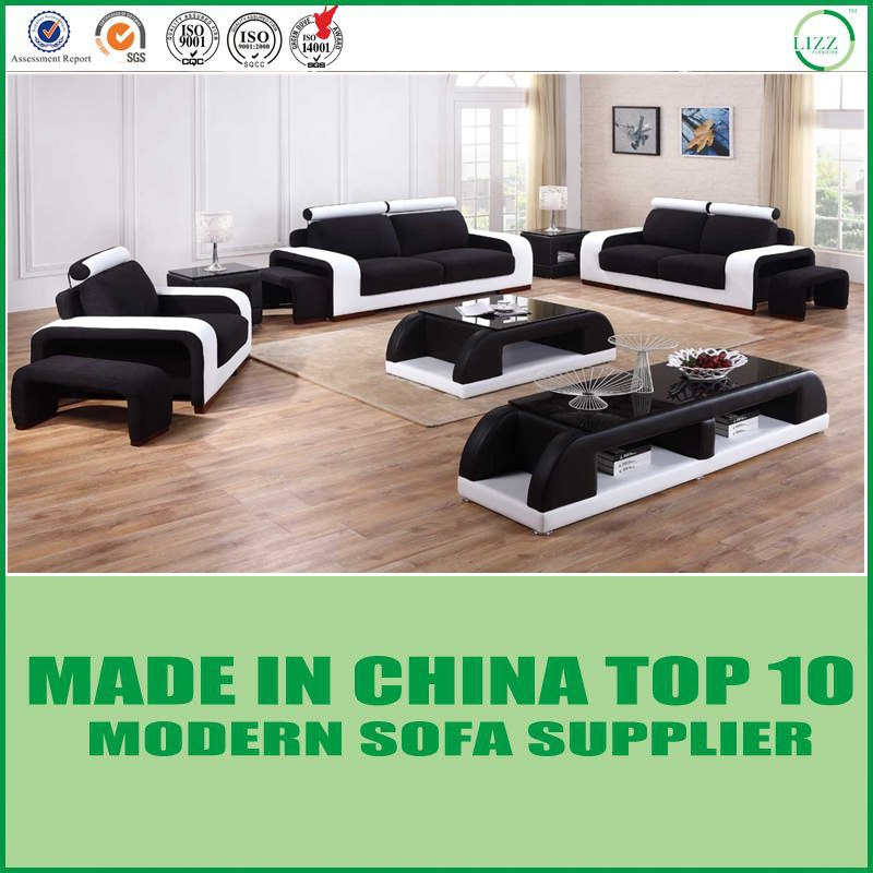 Black and White Modern Upholstery Sectional Genuine Leather Sofa
