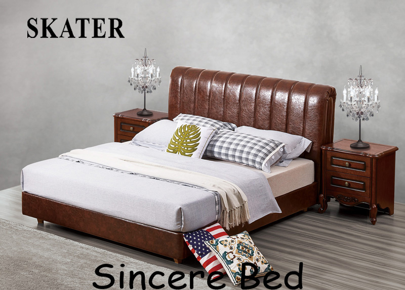 B005 American Style Bedroom Leather Bed