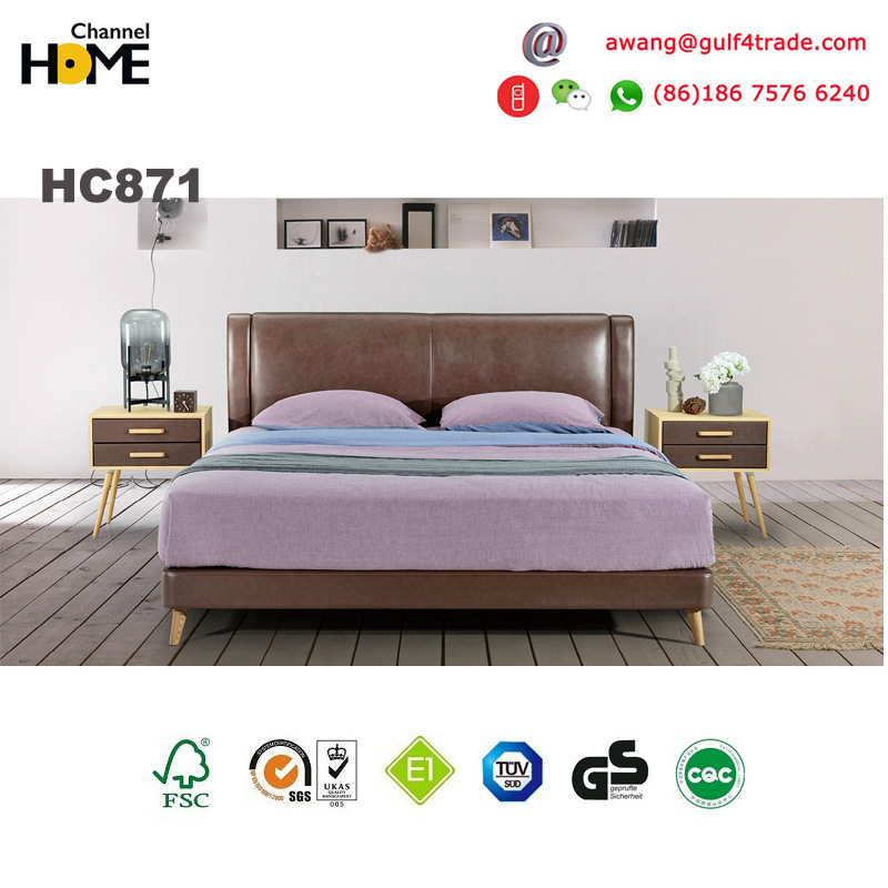 Foshan Factory Solid Wood Modern King Size Bed (HC871)