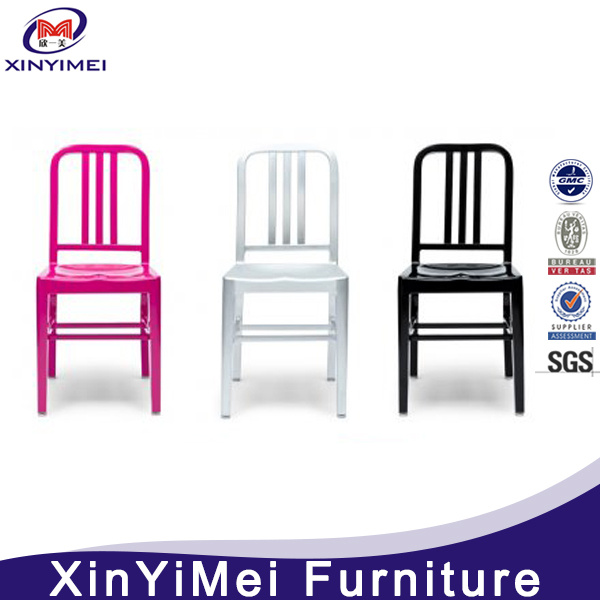 Classic Rustproof Silver Steel Dining Navy Chairs for Commercial