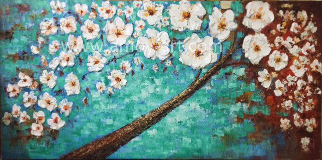 Stretched Heavy Oil Flower Oil Paintings with Nice Texture for Home Decoration