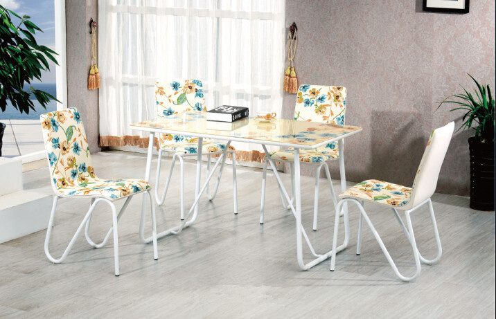 Modern Flower Glass Dining Table