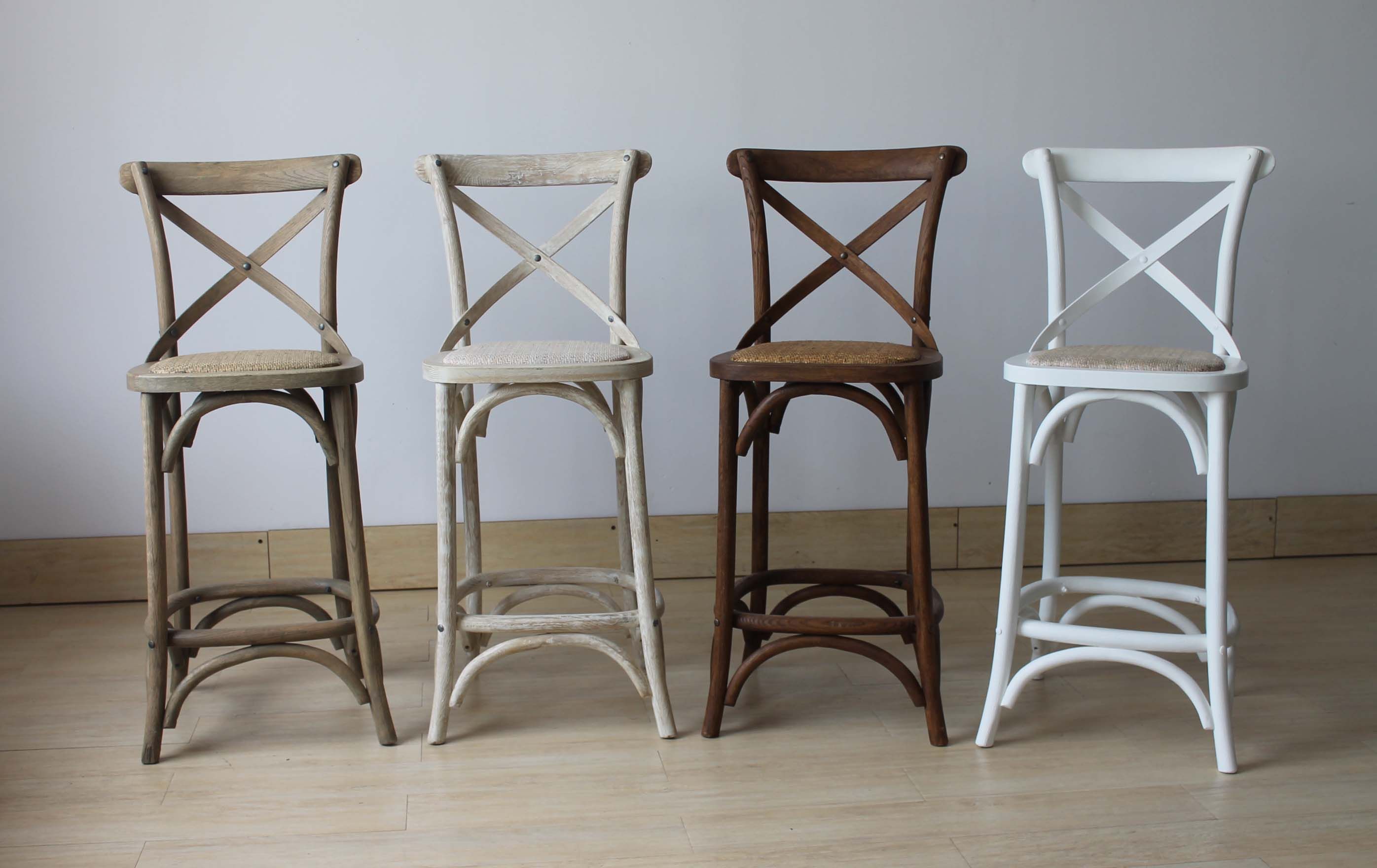 Solid Oak Cross Back Barstool