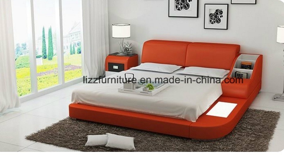Modern Leather Bed with LED Light