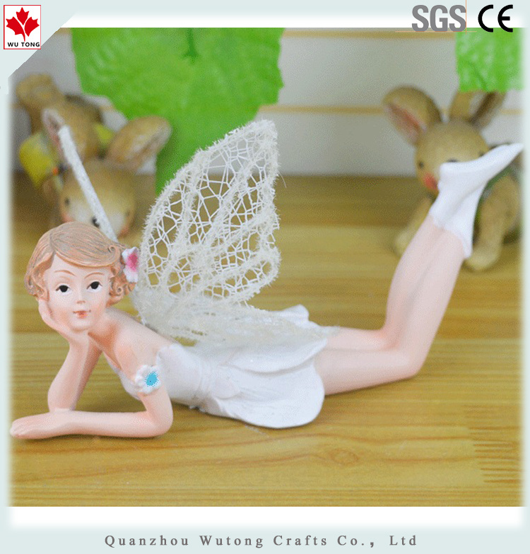 Resin Material Pot Decoration Repose White Fairy Figurine