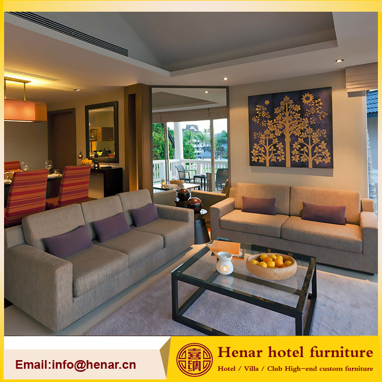 Custom Made Ritz-Carlton Urban Gray 5 Star Hotel Bedroom Sofa