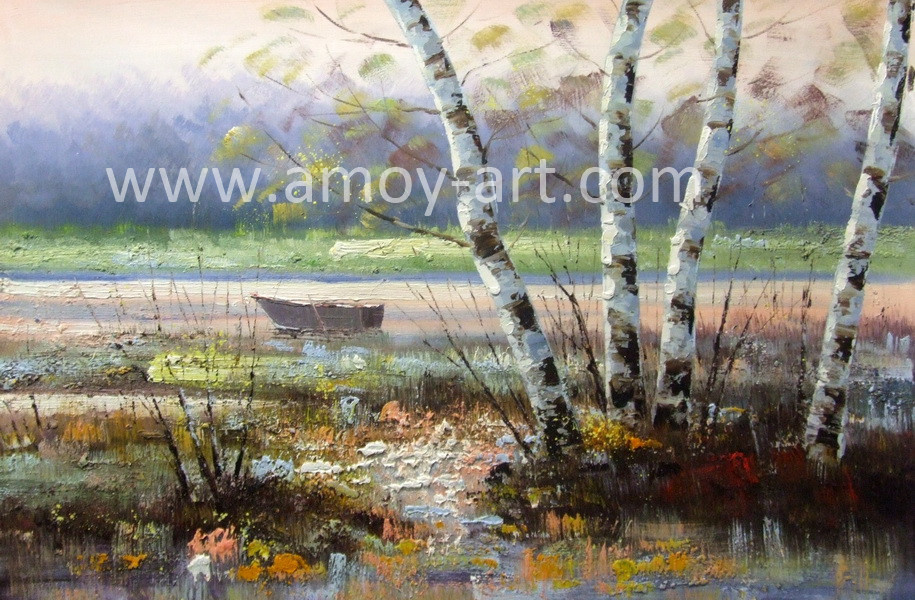 Forestry Landscape Oil Paintings Made with Palette Knife for Home Decoration