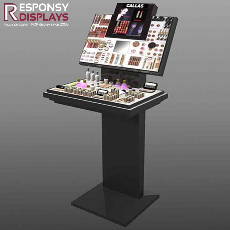 Modern Custom Strong Large Wooden Floor Display Table for Cosmetic Products