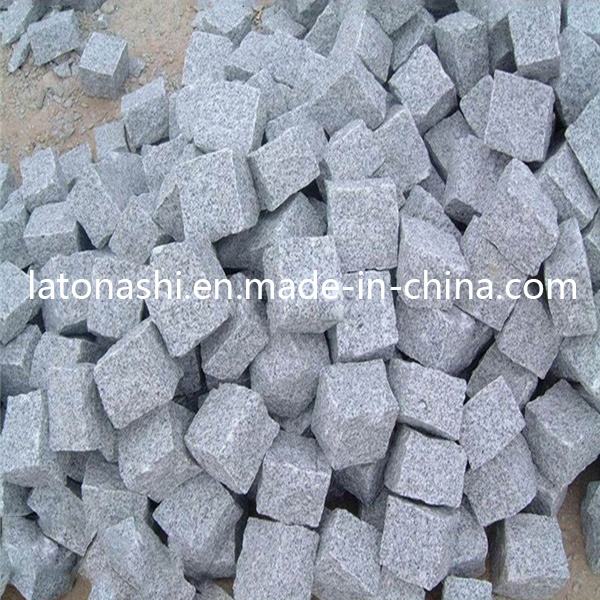 Natural Cubestone, Sesame White Granite Paving Cobblestone for Driveway, Garden