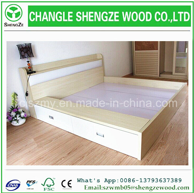New Design Bedroom Melamine Wooden Bed