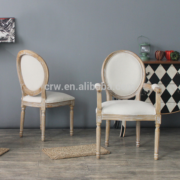 Rch-4009-10 Fabric Seat Oak Wood Louis Ghost Chair